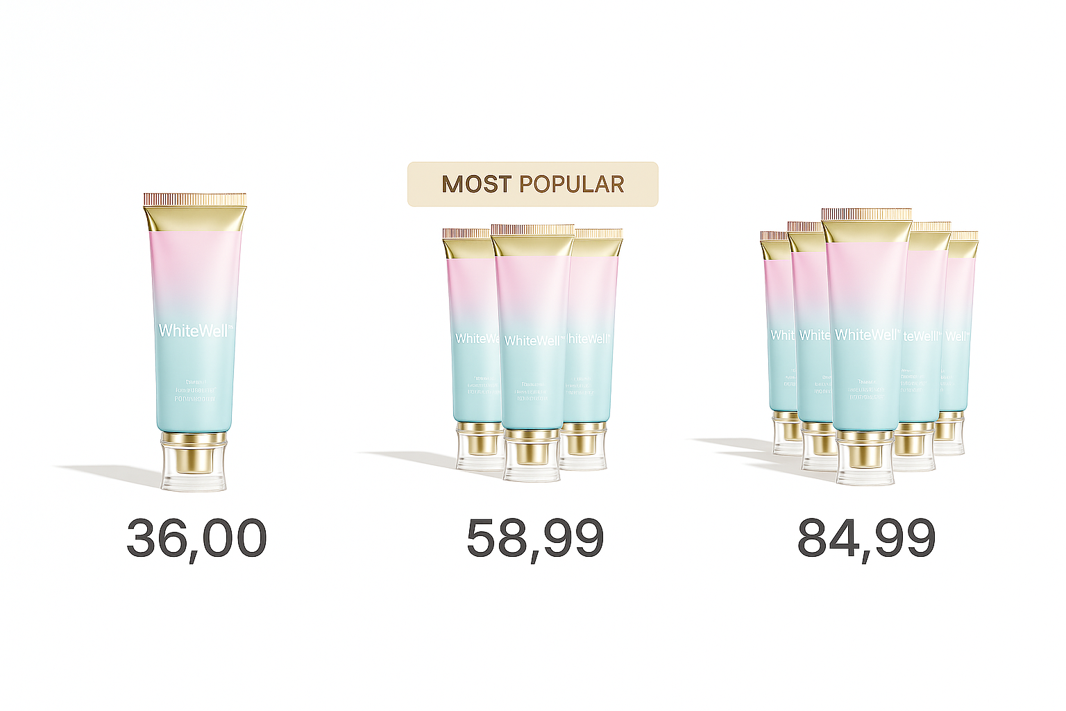 Three bundle options showing 1-pack, 3-pack, and 5-pack with pricing